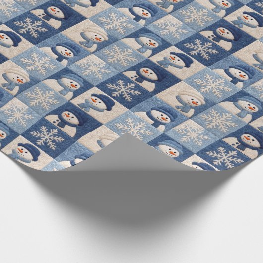 Snowmen and Snowflakes Quilt Pattern Geschenkpapier (Ecke)