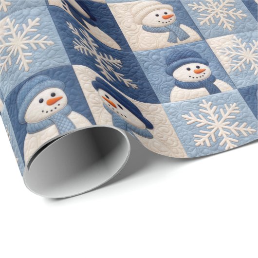 Snowmen and Snowflakes Quilt Pattern Geschenkpapier (Rolleneckpunkt)