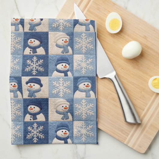 Snowmen and Snowflakes Quilt Pattern Geschirrtuch (Viertel Falte)