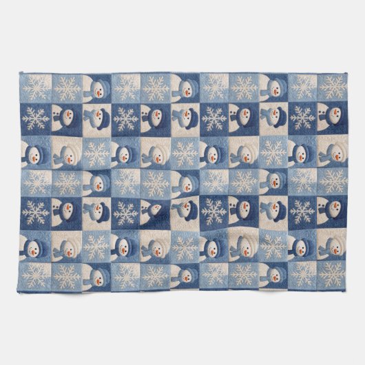 Snowmen and Snowflakes Quilt Pattern Geschirrtuch (Horizontal)