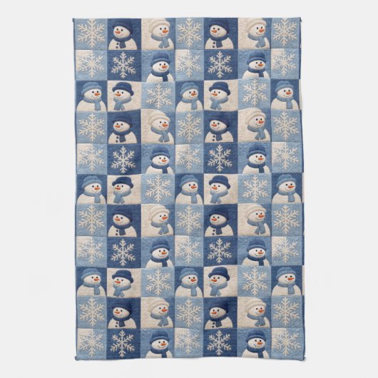 Snowmen and Snowflakes Quilt Pattern Geschirrtuch (Vertikal)
