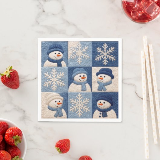Snowmen and Snowflakes Quilt Pattern Serviette (Beispiel)