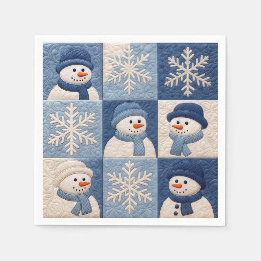 Snowmen and Snowflakes Quilt Pattern Serviette (Vorderseite)