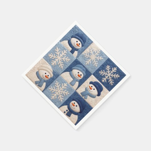 Snowmen and Snowflakes Quilt Pattern Serviette (Ecke)