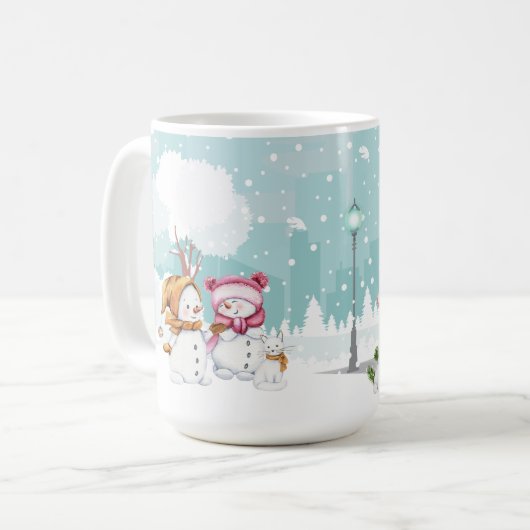 Snowmen Ansammlung & Spiel in der Feriensaison Kaffeetasse (Vorderseite Links)
