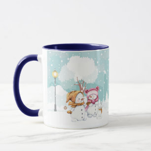 Snowmen Ansammlung & Spiel in der Feriensaison Tasse