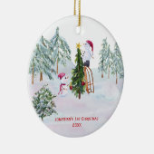 Snowmen Baby's 1. Weihnachtsfest Foto Keramik Ornament (Rechts)