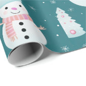 Snowmen Bäume Schneeflocken Moderne Weihnachten Geschenkpapier (Rolleneckpunkt)