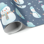 Snowmen Bäume Schneeflocken Moderne Weihnachten Geschenkpapier (Rolleneckpunkt)