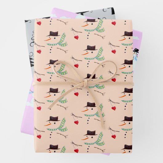 Snowmen Bäume Unkonventionelle Weihnachtsfarben Geschenkpapier Set (Beispiel)