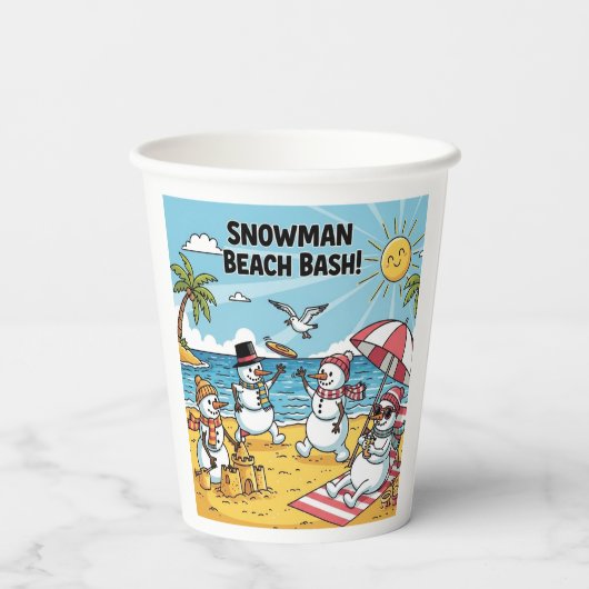 Snowmen Beach Bash Pappbecher (Rückseite)