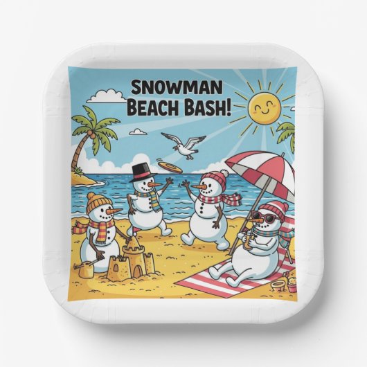 Snowmen Beach Bash Pappteller (Vorderseite)