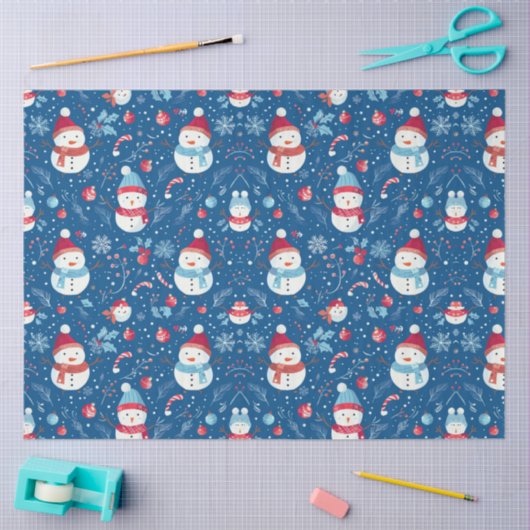 Snowmen Berries Candy Canes Weihnachten Seidenpapier (Basteln)