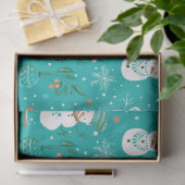 Snowmen Berries Snowflakes Grüne Weihnachten Seidenpapier (Geschenk)