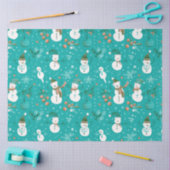 Snowmen Berries Snowflakes Grüne Weihnachten Seidenpapier (Basteln)