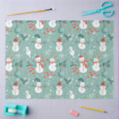 Snowmen Berries Snowflakes Grüne Weihnachten Seidenpapier (Basteln)