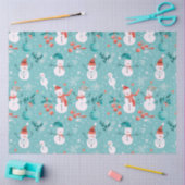 Snowmen Berries Snowflakes Grüne Weihnachten Seidenpapier (Basteln)