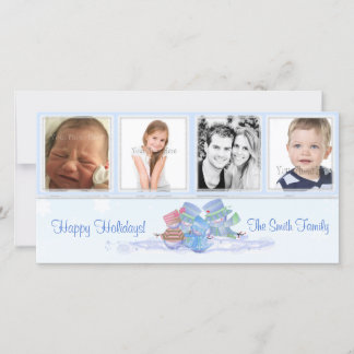 Snowmen Blue Foto Card Feiertagskarte