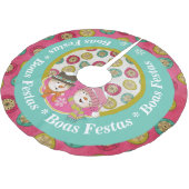 Snowmen Boas Festas Holiday Tree Skirt Polyester Weihnachtsbaumdecke (Schrägansicht)