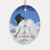 Snowmen Bridge and Groom küssen Keramikornament (Rechts)