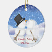Snowmen Bridge and Groom küssen Keramikornament (Links)