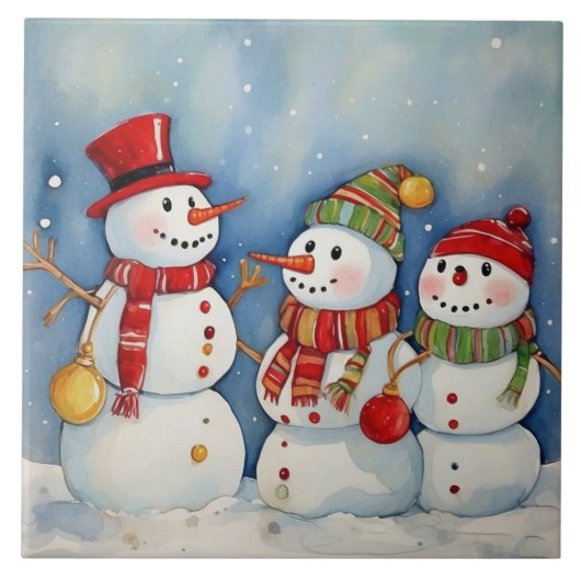 Snowmen Celebration Fliese (Vorderseite)