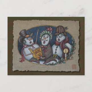 Snowmen Christmas Carolers Feiertagspostkarte