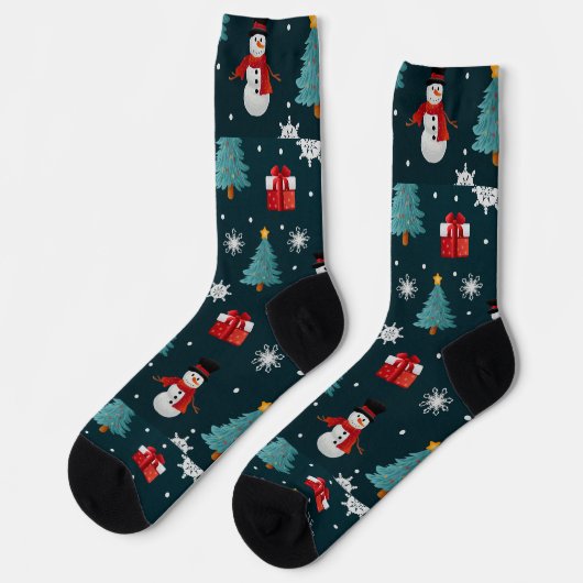 Snowmen Christmas Trees Unisex Crew Sock Socken (Linkes Detail)