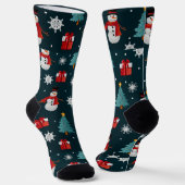 Snowmen Christmas Trees Unisex Crew Sock Socken (Gewinkelt)