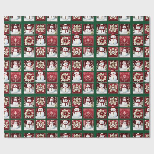 Snowmen Collage Geschenkpapier (Flach)