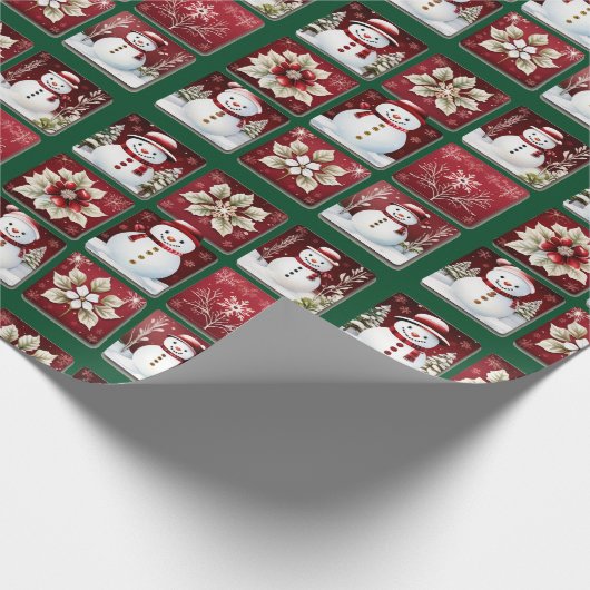 Snowmen Collage Geschenkpapier (Ecke)