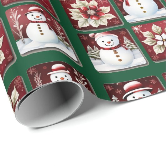 Snowmen Collage Geschenkpapier (Rolleneckpunkt)