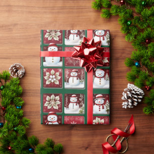 Snowmen Collage Geschenkpapier