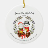 Snowmen Couple | Erste Weihnachten als Herr & Mrs. Keramik Ornament (Vorne)
