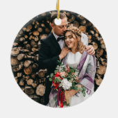 Snowmen Couple | Erste Weihnachten als Herr & Mrs. Keramik Ornament (Hinten)