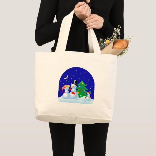 Snowmen Dancing Jumbo Stoffbeutel (Vorderseite (Produkt))