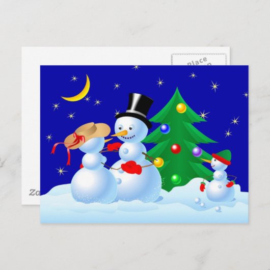 Snowmen Dancing Postkarte (Vorne/Hinten)
