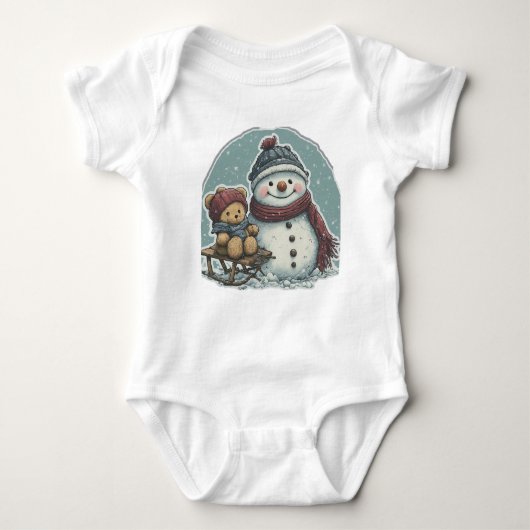Snowmen Design Baby Bodysuit T - Shirts (Vorderseite)