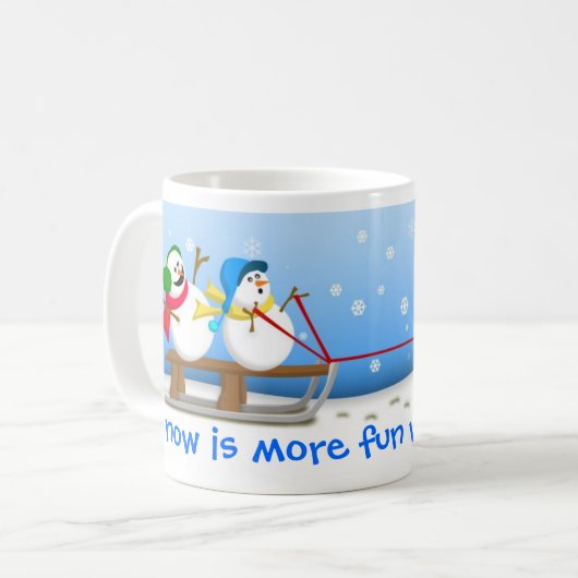 Snowmen, die Tasse Sledding sind (Vorderseite Links)