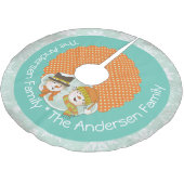 Snowmen Dots and Snowflakes Holiday Tree Skirt Polyester Weihnachtsbaumdecke (Schrägansicht)