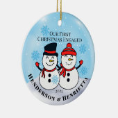 Snowmen Erster Weihnachtsfest Verlobt Keramik Ornament (Rechts)