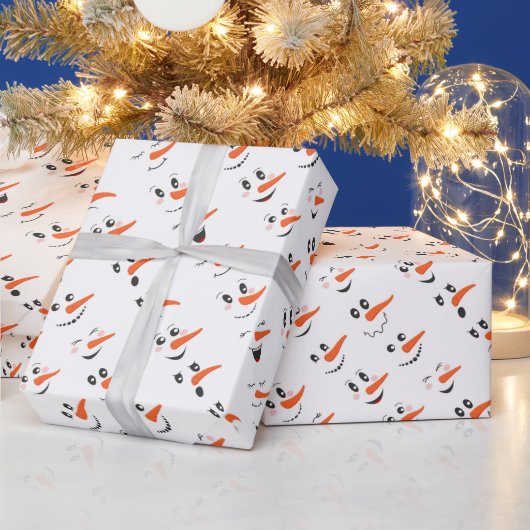 Snowmen Faces Geschenkpapier (Feiertage)