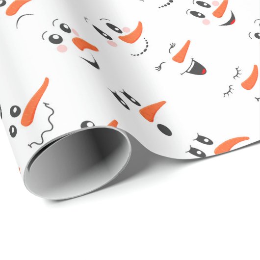 Snowmen Faces Geschenkpapier (Rolleneckpunkt)