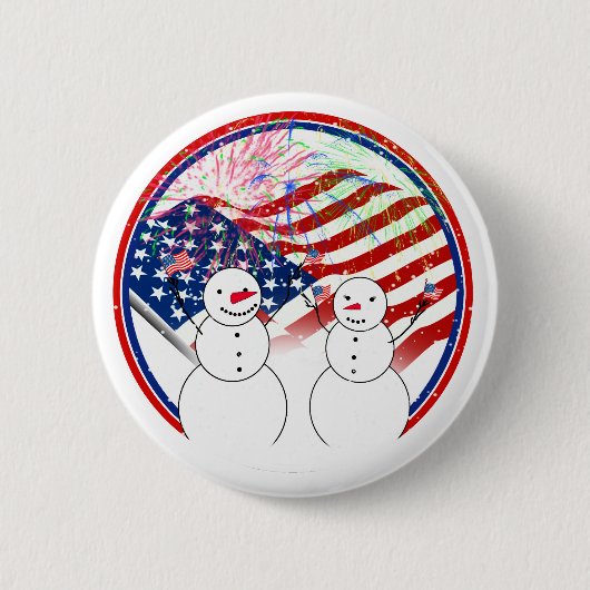 Snowmen feiern Unabhängigkeit Button (Vorderseite)