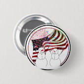 Snowmen feiern Unabhängigkeit Button (Vorne & Hinten)