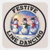 Snowmen Festivals Tanzen Quadratischer Aufkleber (Vorderseite)