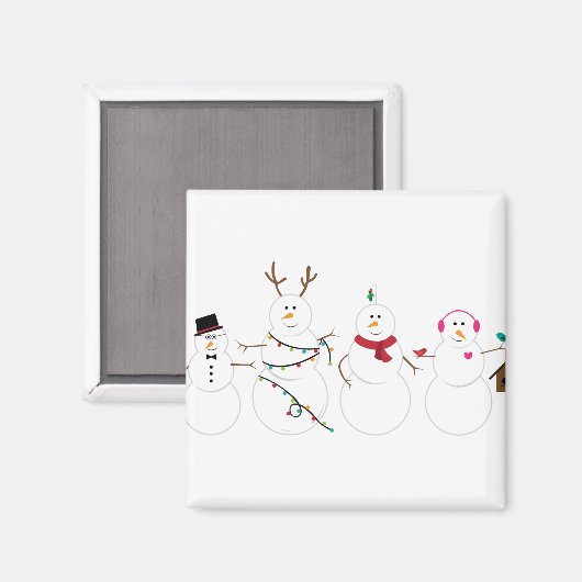 Snowmen Friends Magnet (Vorderseite/Rückseite)