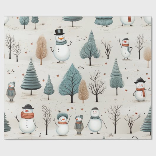 "Snowmen" Geschenkpapier (Flach)
