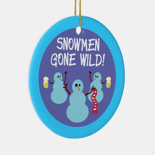 Snowmen Gone Wild Keramikornament (Rechts)