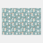 Snowmen Grün und Schneeflocken Weihnachten Geschenkpapier Set (Vorderseite 3)